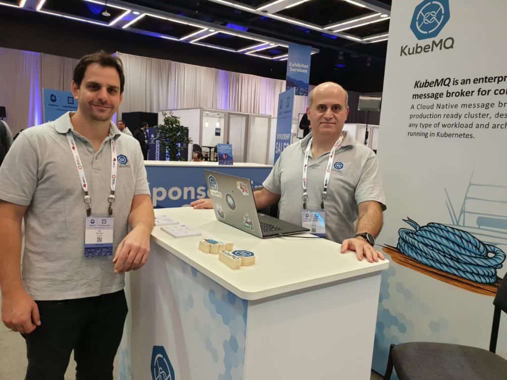 Lior Nabat, KubeMQ founder and Nir Hershler preparing to start KubeCon NA 2018 day 1